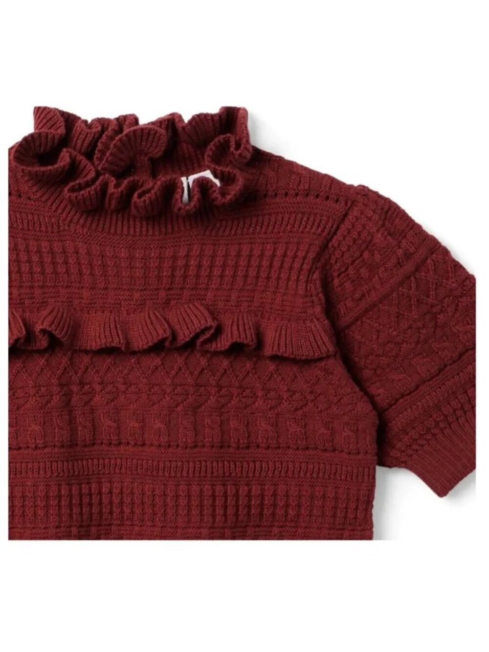 Janie and Jack The Heights Sweater Top NWT Ruffles Burgundy Maroon Girls Sz 7 - Picture 3 of 9